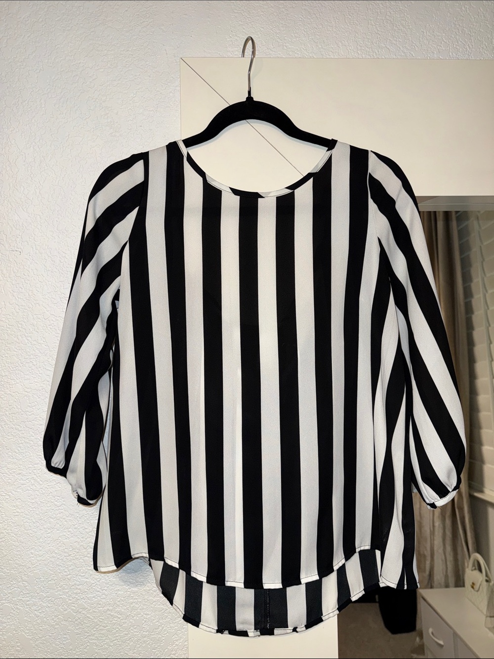 Necessary Clothing Black and White Vertical Stripe Blouse
